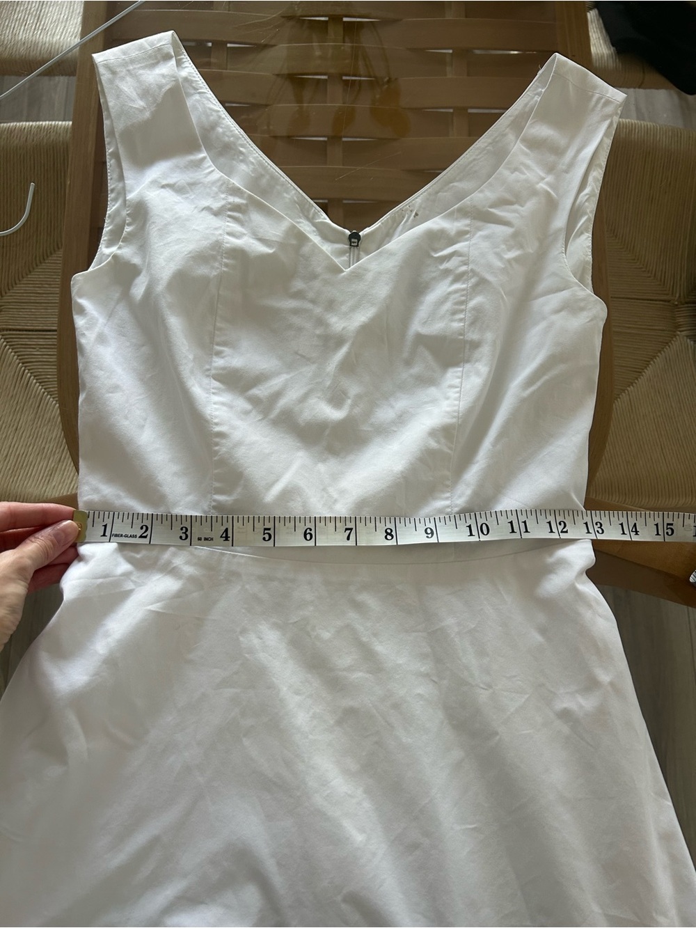 Tristan Cotton Classic White V-Neck Women's Dress - Picture 10 of 14
